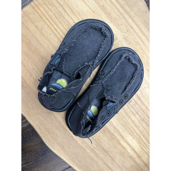 EUC Sz 11 Boys MAUI ISLAND Beachcomber Slip On Shoes Moccasins Canvas Grey Black - Picture 1 of 4
